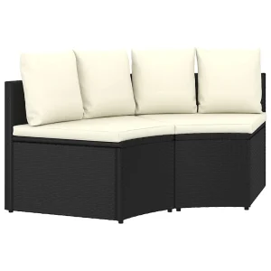 2-delige Loungeset met kussens poly rattan zwart 2-delige Loungeset met kussens poly rattan zwart