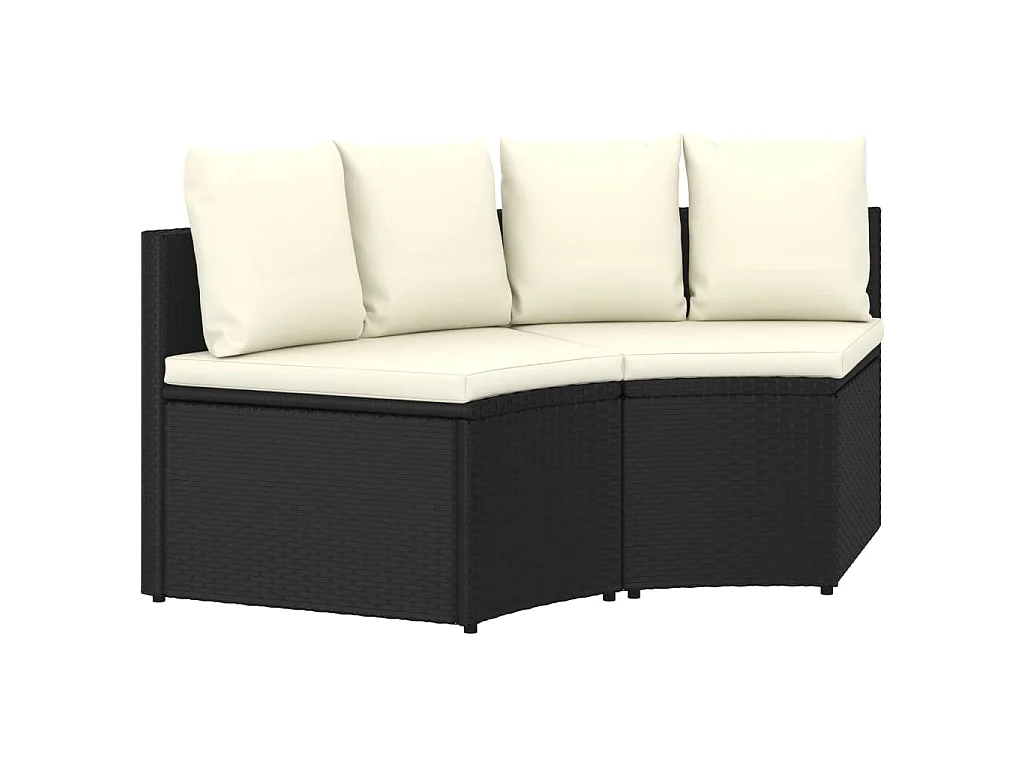 2-delige Loungeset met kussens poly rattan zwart