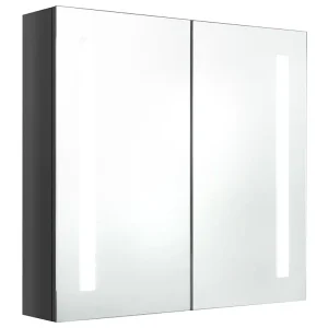 Badkamerkast met spiegel en LED 62x14x60 cm glanzend grijs Badkamerkast met spiegel en LED 62x14x60 cm glanzend grijs