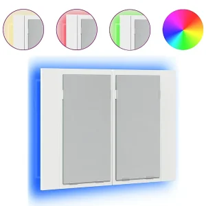 Badkamerkast met spiegel en LED 60x12x45 cm acryl wit Badkamerkast met spiegel en LED 60x12x45 cm acryl wit