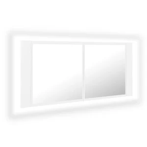 Badkamerkast met spiegel en LED 100x12x45 cm acryl wit Badkamerkast met spiegel en LED 100x12x45 cm acryl wit