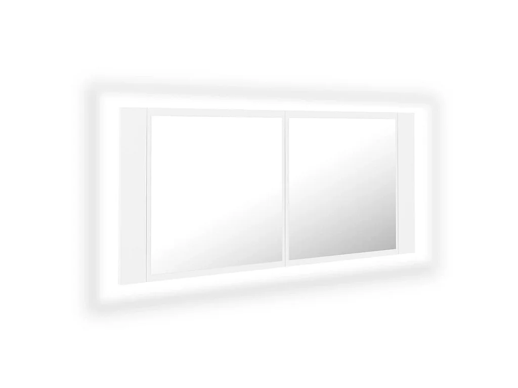 Badkamerkast met spiegel en LED 100x12x45 cm acryl wit