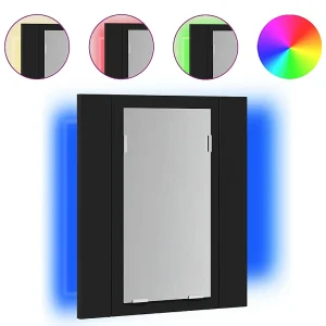 Badkamerkast met spiegel en LED 40x12x45 cm acryl zwart Badkamerkast met spiegel en LED 40x12x45 cm acryl zwart