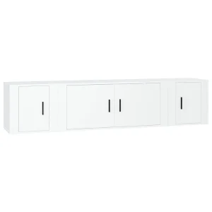 3-delige Tv-meubelset bewerkt hout wit 3-delige Tv-meubelset bewerkt hout wit