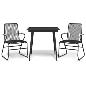 3-delige Tuinset PVC-rattan zwart 3-delige Tuinset PVC-rattan zwart