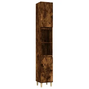 Badkamerkast 30x30x190 cm bewerkt hout gerookt eikenkleurig Badkamerkast 30x30x190 cm bewerkt hout gerookt eikenkleurig