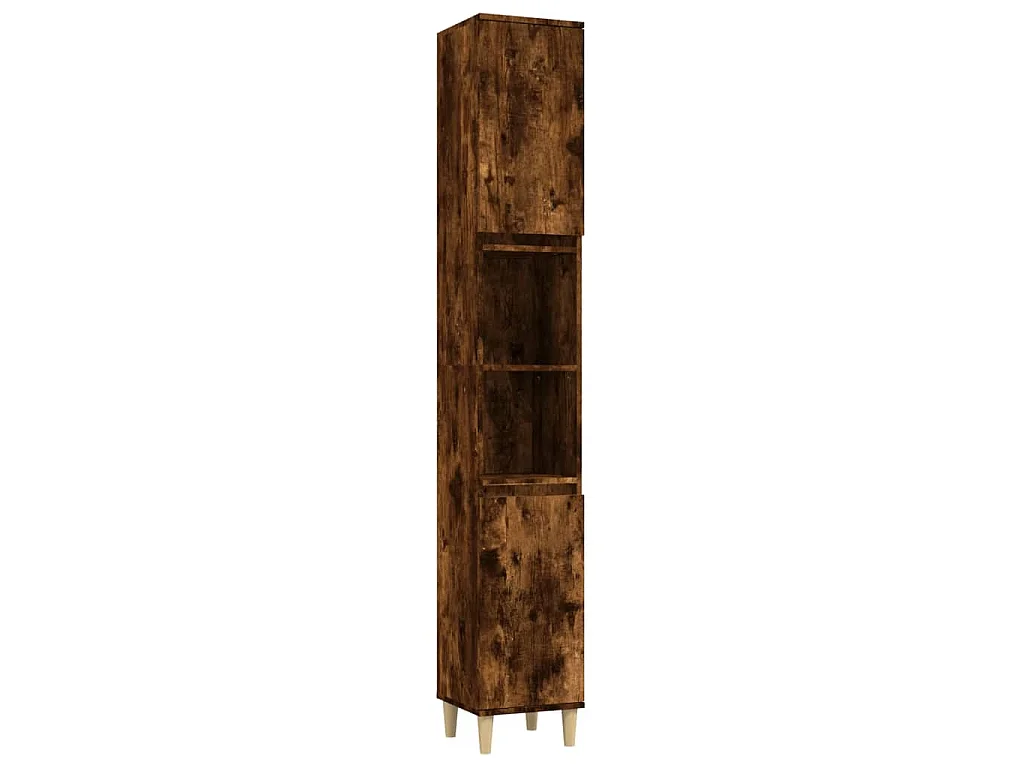 Badkamerkast 30x30x190 cm bewerkt hout gerookt eikenkleurig