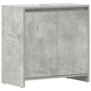 Badkamerkast 60x33x61 cm bewerkt hout betongrijs Badkamerkast 60x33x61 cm bewerkt hout betongrijs