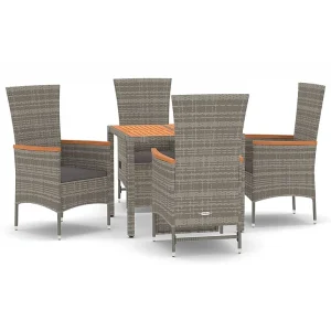 5-delige Tuinset met kussens poly rattan grijs 5-delige Tuinset met kussens poly rattan grijs