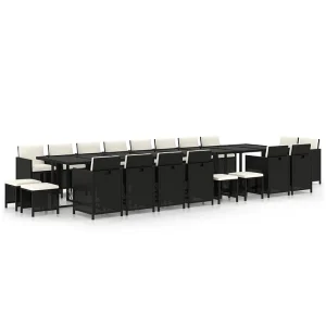 21-delige Tuinset met kussens poly rattan zwart