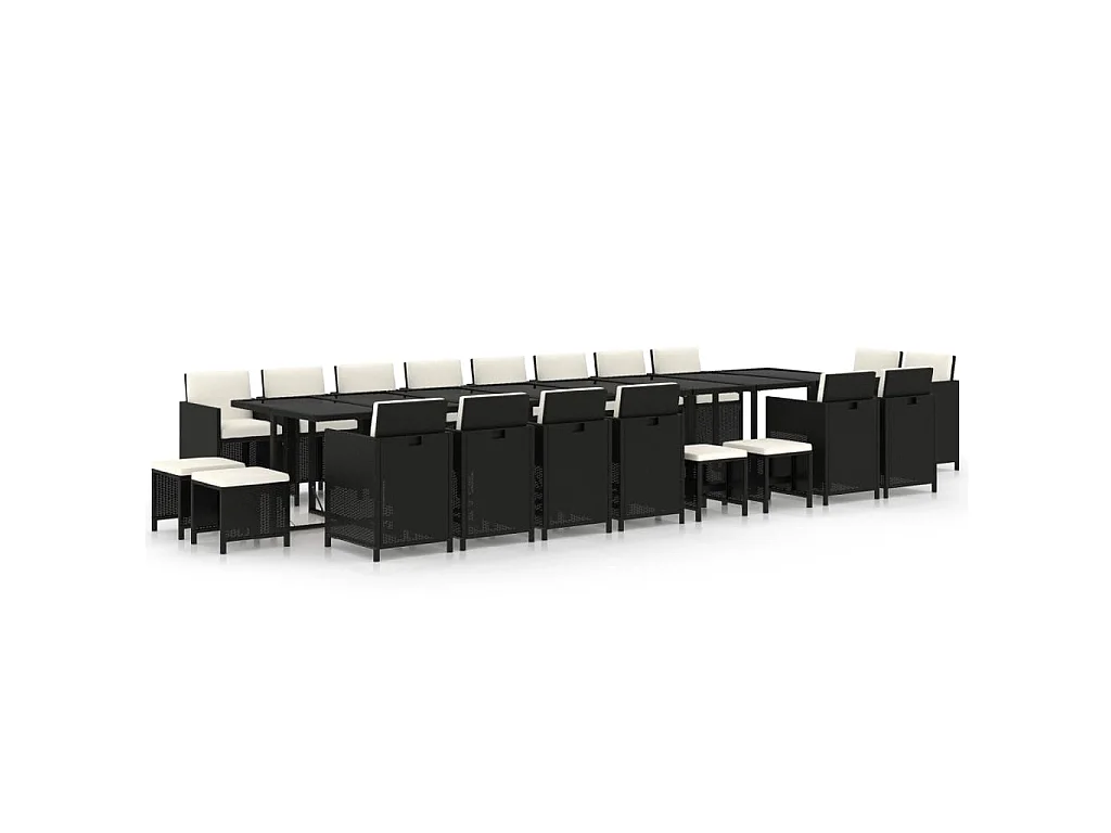 21-delige Tuinset met kussens poly rattan zwart