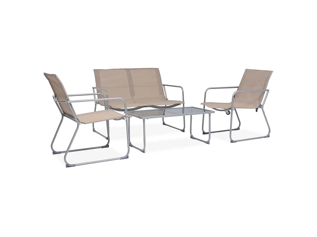 4-delige Loungeset stof en staal taupe