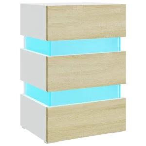 326846 Nachtkastje LED 45x35x67 cm bewerkt hout wit 326846 Nachtkastje LED 45x35x67 cm bewerkt hout wit