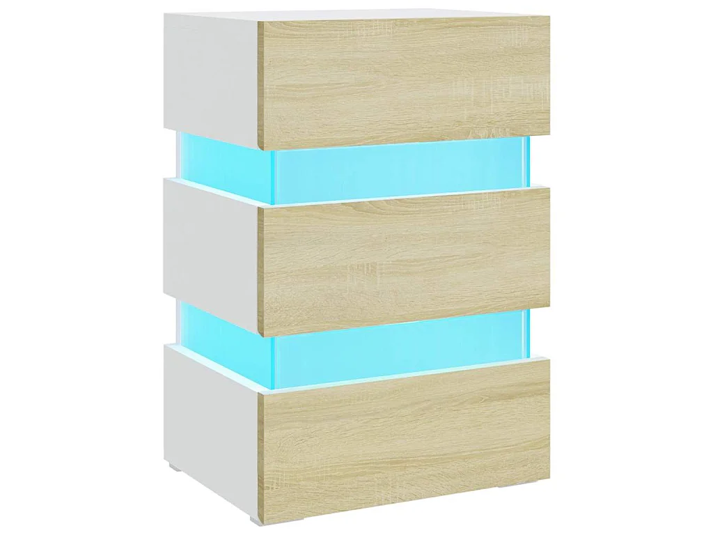 326846 Nachtkastje LED 45x35x67 cm bewerkt hout wit