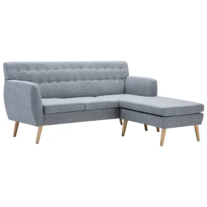 Bank L-vormig 171,5x138x81,5 cm stoffen bekleding lichtgrijs Bank L-vormig 171,5x138x81,5 cm stoffen bekleding lichtgrijs