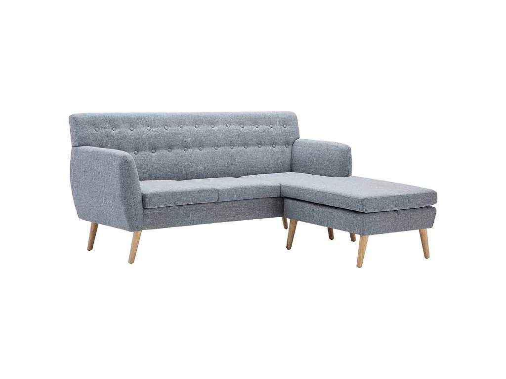 Bank L-vormig 171,5x138x81,5 cm stoffen bekleding lichtgrijs