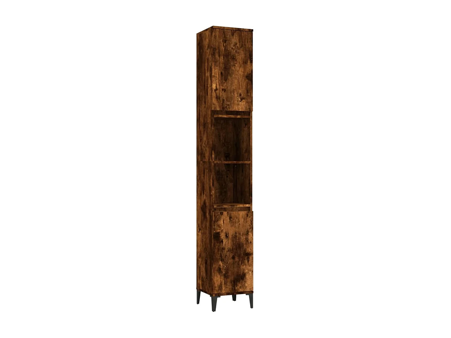Badkamerkast 30x30x190 cm bewerkt hout gerookt eikenkleurig