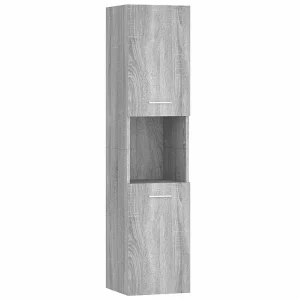 Badkamerkast 30x30x130 cm bewerkt hout grijs sonoma eikenkleur