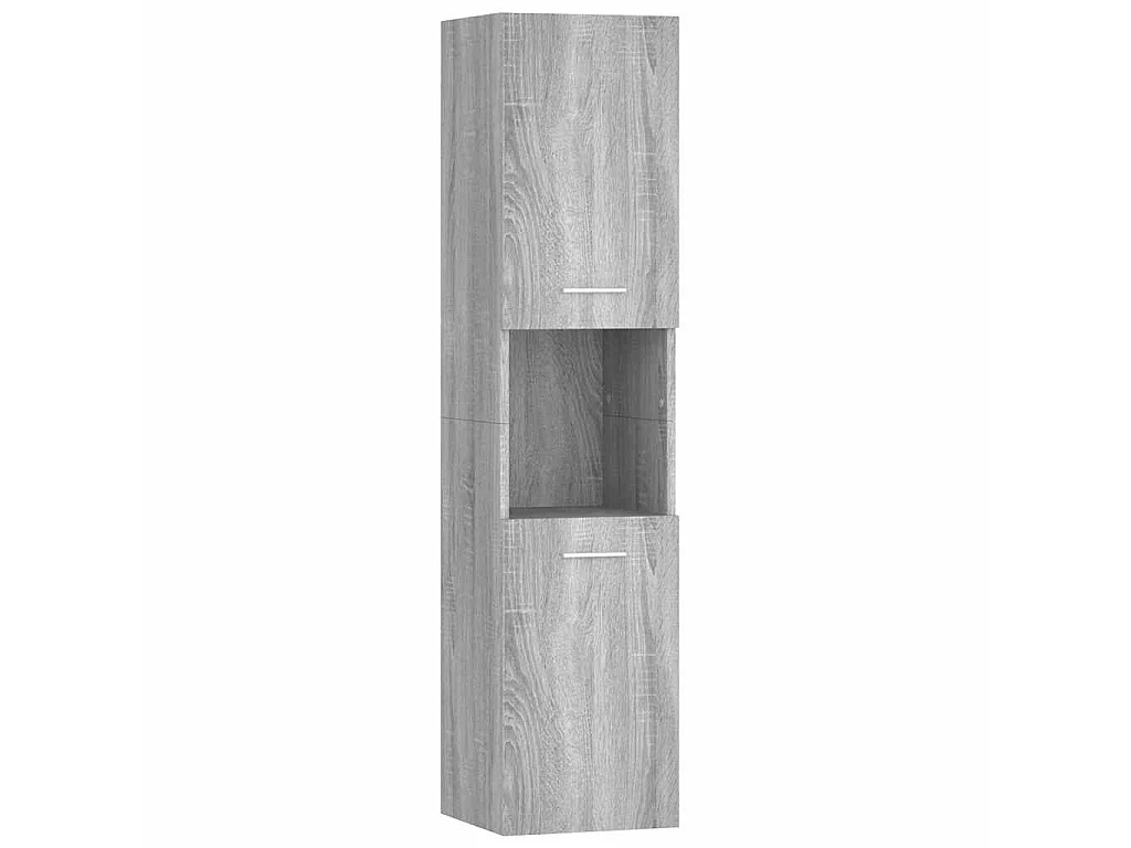 Badkamerkast 30x30x130 cm bewerkt hout grijs sonoma eikenkleur