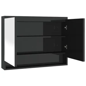 Badkamerkast met spiegel 80x15x60 cm MDF glanzend zwart Badkamerkast met spiegel 80x15x60 cm MDF glanzend zwart