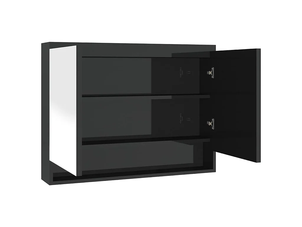 Badkamerkast met spiegel 80x15x60 cm MDF glanzend zwart