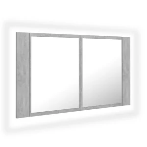 Badkamerkast met spiegel en LED 80x12x45 cm acryl betongrijs Badkamerkast met spiegel en LED 80x12x45 cm acryl betongrijs