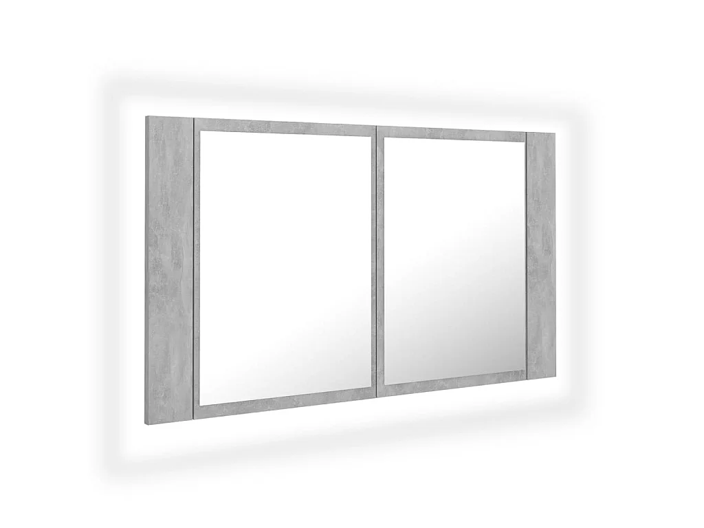 Badkamerkast met spiegel en LED 80x12x45 cm acryl betongrijs