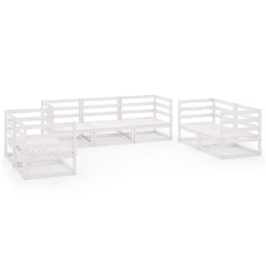 7-delige Loungeset massief grenenhout wit