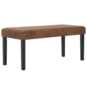 Bankje 106 cm kunstsuède bruin Bankje 106 cm kunstsuède bruin