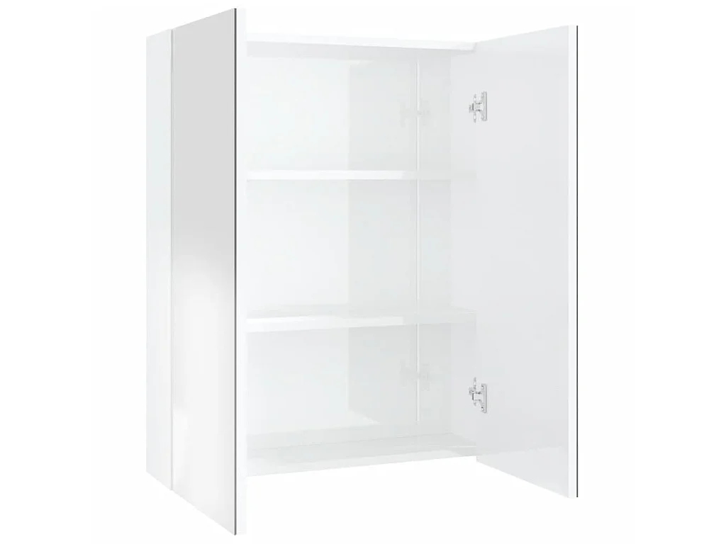 Badkamerkast met spiegel 60x15x75 cm MDF glanzend wit