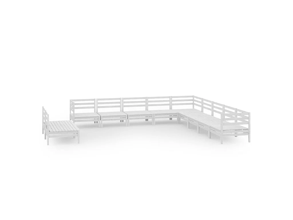 11-delige Loungeset massief grenenhout wit