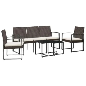 5-delige Tuinset met kussens polypropeen rattan bruin 5-delige Tuinset met kussens polypropeen rattan bruin