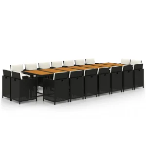 19-delige Tuinset met kussens poly rattan zwart 19-delige Tuinset met kussens poly rattan zwart