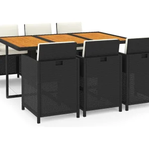 7-delige Tuinset met kussens poly rattan zwart 7-delige Tuinset met kussens poly rattan zwart