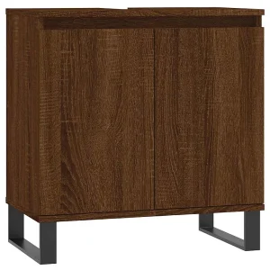 Badkamerkast 58x33x60 cm bewerkt hout bruin eikenkleur Badkamerkast 58x33x60 cm bewerkt hout bruin eikenkleur