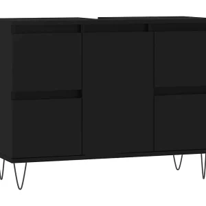 Badkamerkast 80x33x60 cm bewerkt hout zwart Badkamerkast 80x33x60 cm bewerkt hout zwart