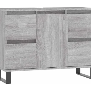 Badkamerkast 80x33x60 cm bewerkt hout grijs sonoma eikenkleurig Badkamerkast 80x33x60 cm bewerkt hout grijs sonoma eikenkleurig