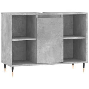 Badkamerkast 80x33x60 cm bewerkt hout betongrijs Badkamerkast 80x33x60 cm bewerkt hout betongrijs