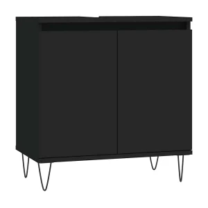 Badkamerkast 58x33x60 cm bewerkt hout zwart Badkamerkast 58x33x60 cm bewerkt hout zwart