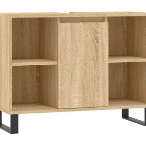 Badkamerkast 80x33x60 cm bewerkt hout sonoma eikenkleurig Badkamerkast 80x33x60 cm bewerkt hout sonoma eikenkleurig