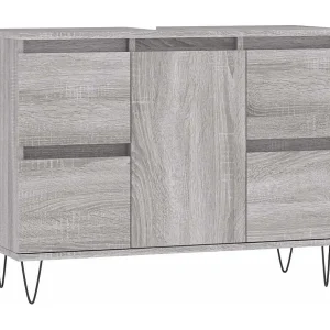 Badkamerkast 80x33x60 cm bewerkt hout grijs sonoma eikenkleurig Badkamerkast 80x33x60 cm bewerkt hout grijs sonoma eikenkleurig