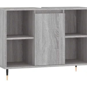 Badkamerkast 80x33x60 cm bewerkt hout grijs sonoma eikenkleurig Badkamerkast 80x33x60 cm bewerkt hout grijs sonoma eikenkleurig