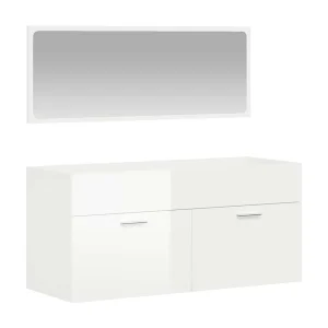 Badkamerkast met spiegel bewerkt hout hoogglans wit Badkamerkast met spiegel bewerkt hout hoogglans wit