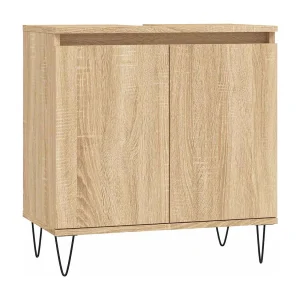 Badkamerkast 58x33x60 cm bewerkt hout sonoma eikenkleurig Badkamerkast 58x33x60 cm bewerkt hout sonoma eikenkleurig