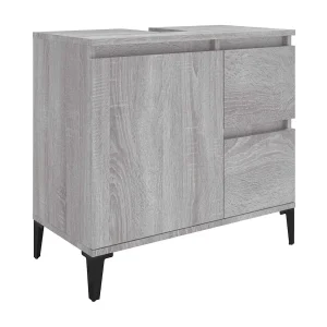 Badkamerkast 65x33x60 cm bewerkt hout grijs sonoma eikenkleurig Badkamerkast 65x33x60 cm bewerkt hout grijs sonoma eikenkleurig