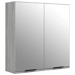 Badkamerkast met spiegel 64x20x67 cm grijs sonoma eikenkleurig Badkamerkast met spiegel 64x20x67 cm grijs sonoma eikenkleurig