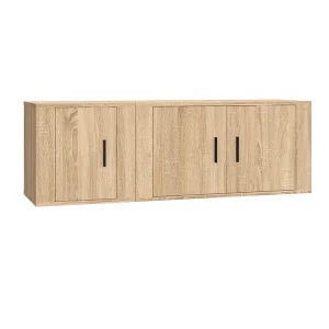 2-delige Tv-meubelset bewerkt hout sonoma eikenkleurig 2-delige Tv-meubelset bewerkt hout sonoma eikenkleurig