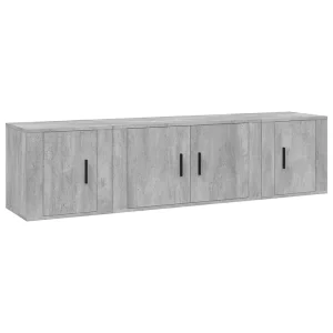 3-delige Tv-meubelset bewerkt hout betongrijs 3-delige Tv-meubelset bewerkt hout betongrijs