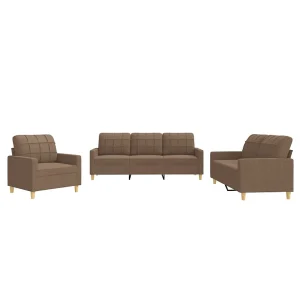 4-delige Loungeset met kussens stof bruin 4-delige Loungeset met kussens stof bruin
