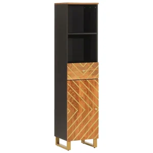 Badkamerkast 38×33,5×160 cm massief mangohout bruin en zwart Badkamerkast 38×33,5×160 cm massief mangohout bruin en zwart